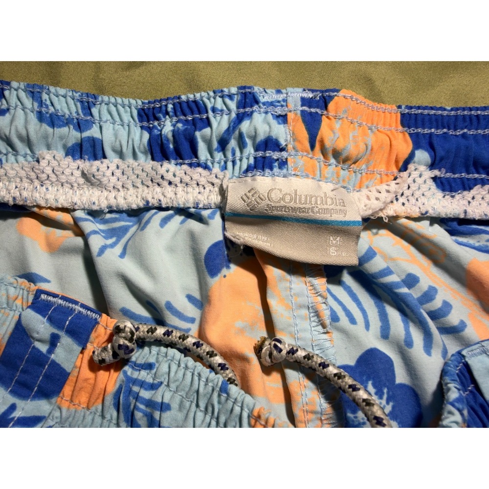 Columbia PFG Mens Blue Orange Hibiscus Marlin Fishing Shorts Size Med Omni-Shade - Picture 5 of 6